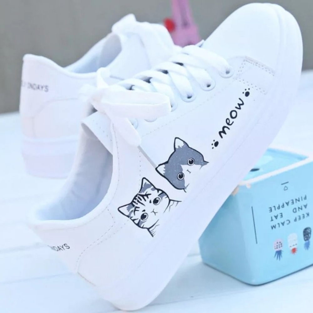 Meow Cat Sneakers Size 8